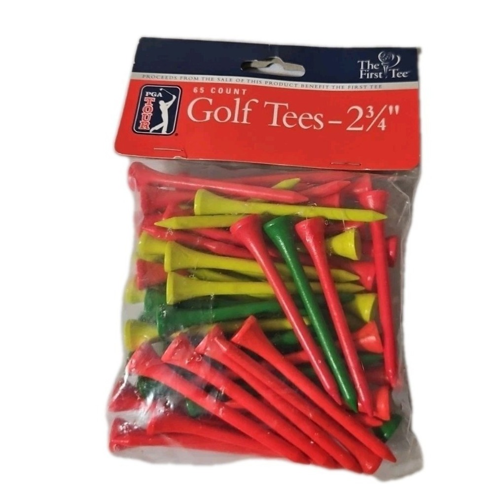 PGA Tour Course Essentials Fluorescent Multicolor Golf Tees 2 3/4  70mm-65 Count